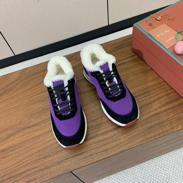 LP Week-end Walk Sneakers In Purple Mix Black Denim With Wool Fleece Lining 984279