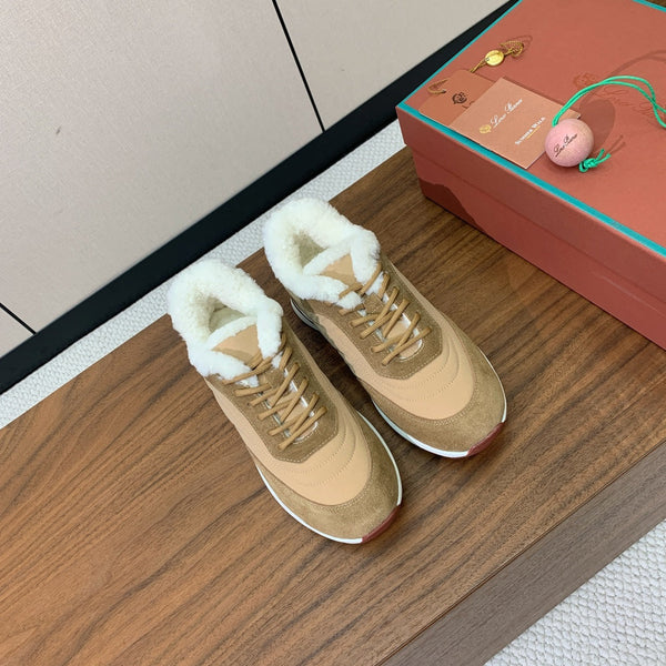 LP Week-end Walk Sneakers In Dark Beige Mix Camel Denim With Wool Fleece Lining 984283