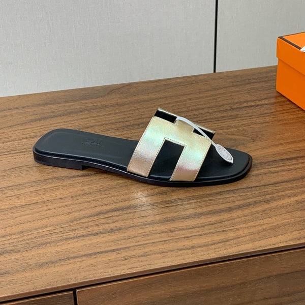 0ran Sandal Black Gold Metalic Lambskin