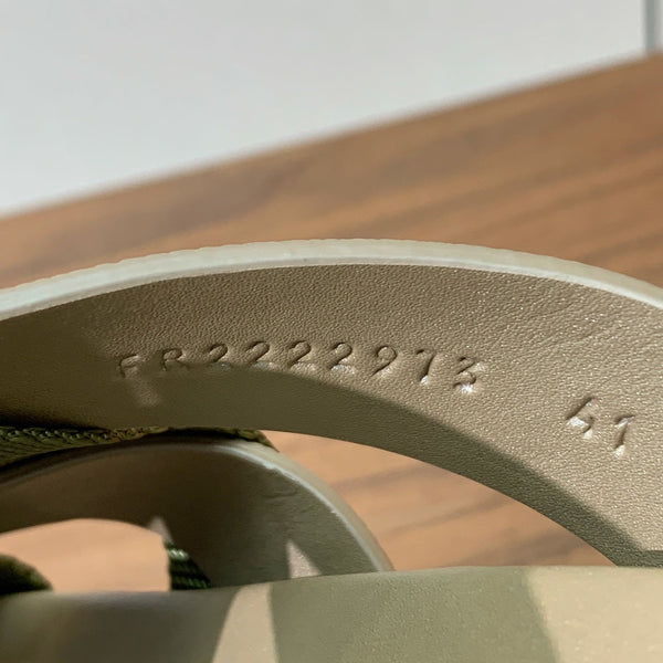 HM Kazimir Sandal Green mix Etoupe Canvas Calfskin 293993