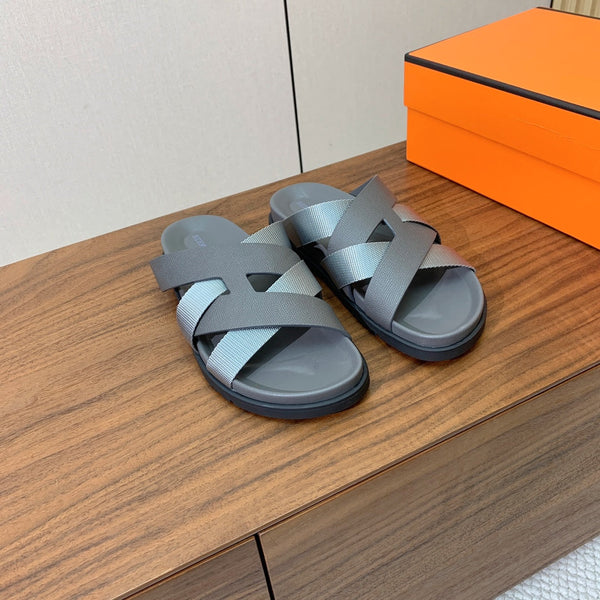 HM Kazimir Sandal Gray Canvas Calfskin 293997