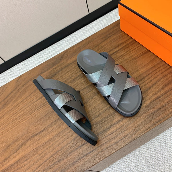 HM Kazimir Sandal Gray Canvas Calfskin 293997