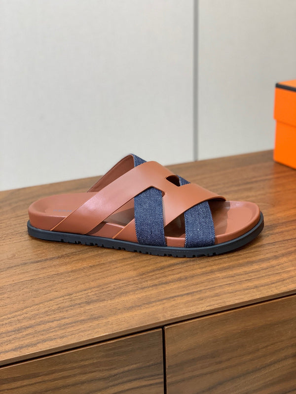 HM Kazimir Sandal Denim Brown Calfskin 294001