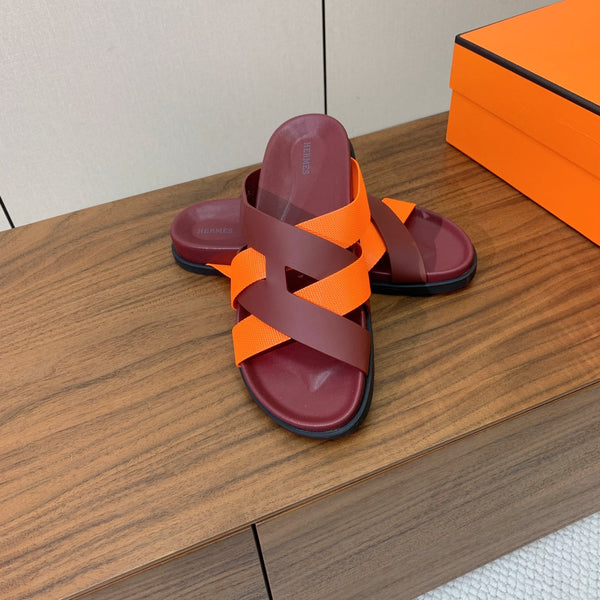 HM Kazimir Sandal Burgundy Orange Frabic Calfskin 294006
