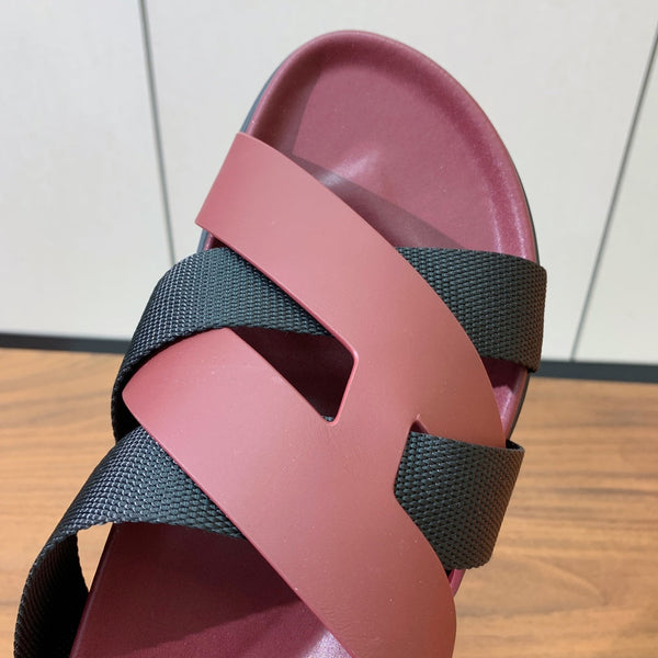 HM Kazimir Sandal Burgundy Black Frabic Calfskin 294008