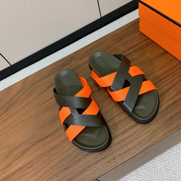 HM Kazimir Sandal Army Green Orange Frabic Calfskin 294010