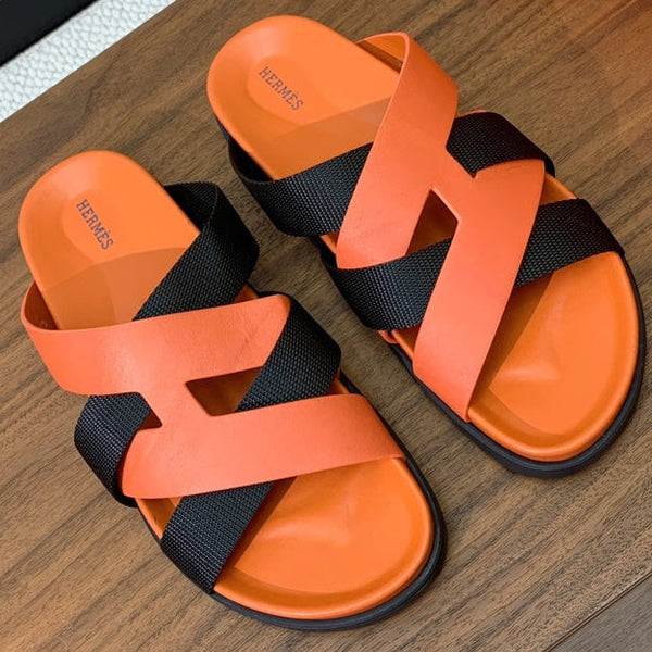 HM Kazimir Sandal Orange Black Frabic Calfskin 294011