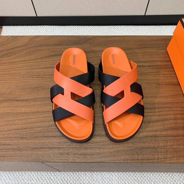 HM Kazimir Sandal Orange Black Frabic Calfskin 294011