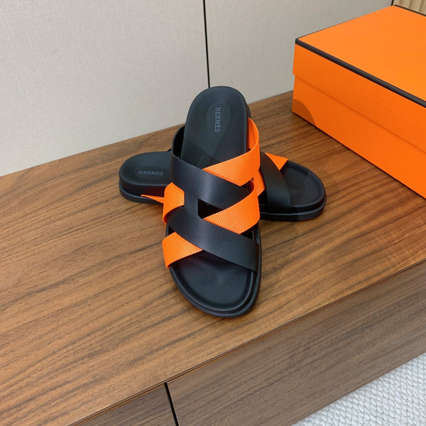 HM Kazimir Sandal Black Orange Frabic Calfskin 294012