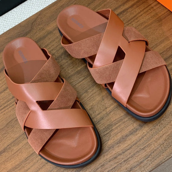 HM Kazimir Sandal Brown Suede Calfskin 294031