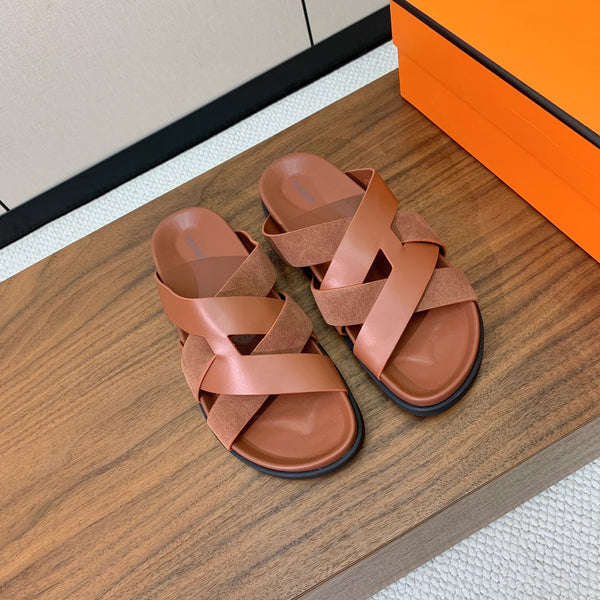 HM Kazimir Sandal Brown Suede Calfskin 294031