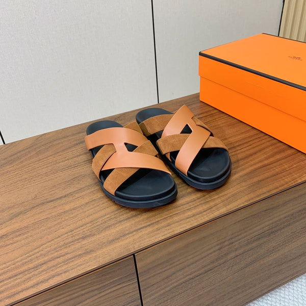 HM Kazimir Sandal Brown Black Suede Calfskin 294039