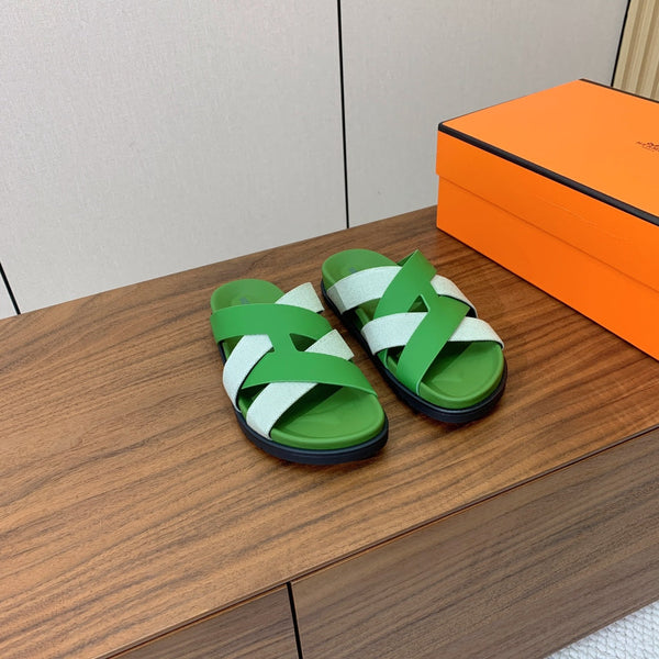 Sandalo HM Kazimir in pelle di vitello verde grigio 293988