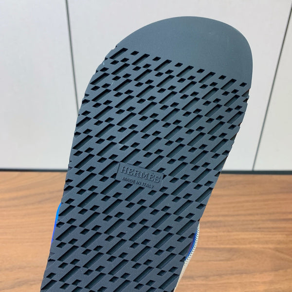 HM Kazimir Sandal Blue Gray Farbic Calfskin 293982