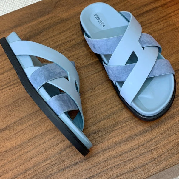 HM Kazimir Sandal Light Blue Suede Calfskin 293992