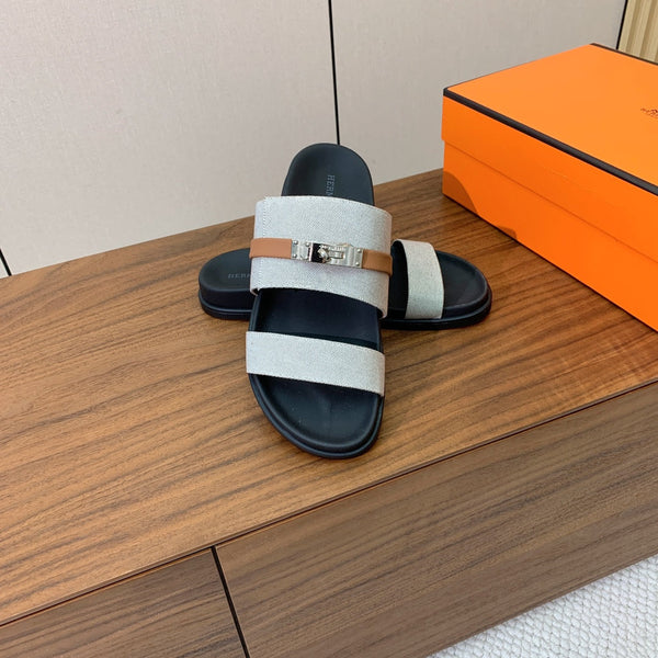 Sandalo HM Jackson in pelle di vitello grigio nero 294042