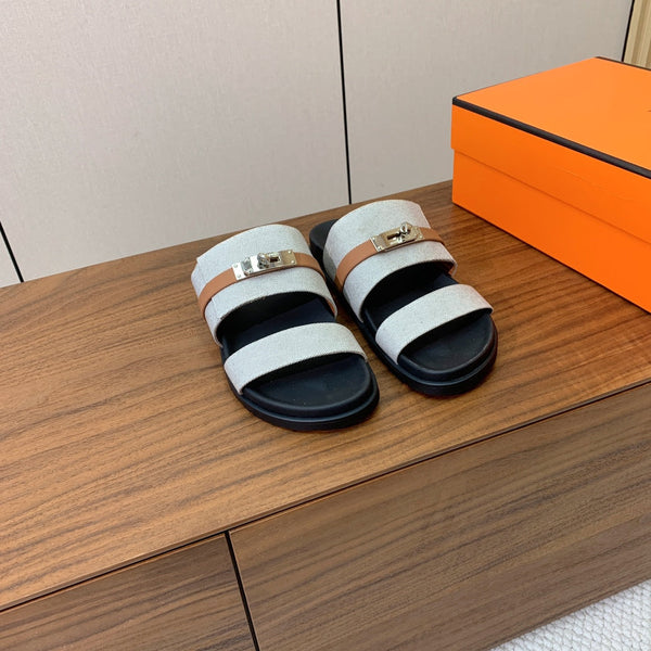 Sandalo HM Jackson in pelle di vitello grigio nero 294042