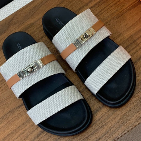 Sandalo HM Jackson in pelle di vitello grigio nero 294042