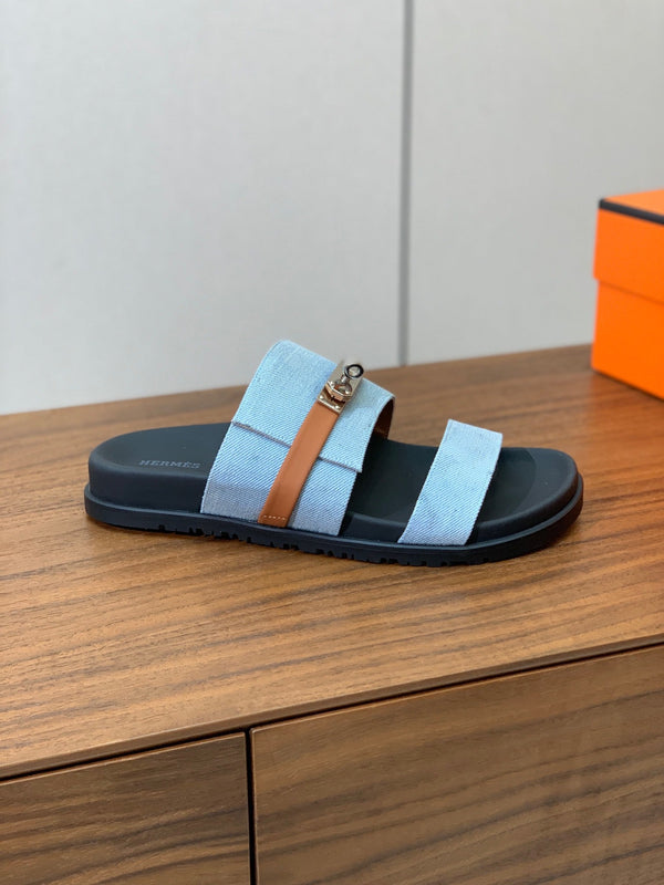 HM Jackson Sandal Denim Black Calfskin 294043