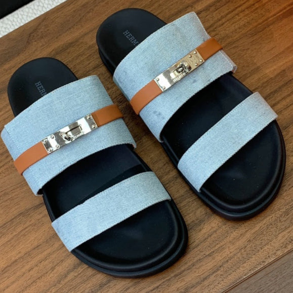 HM Jackson Sandal Denim Black Calfskin 294043