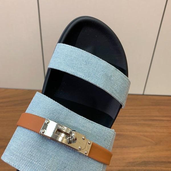 HM Jackson Sandal Denim Black Calfskin 294043