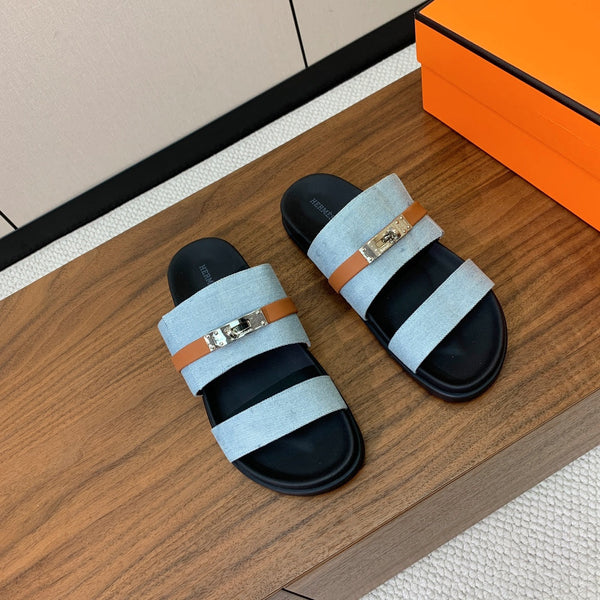 HM Jackson Sandal Denim Black Calfskin 294043