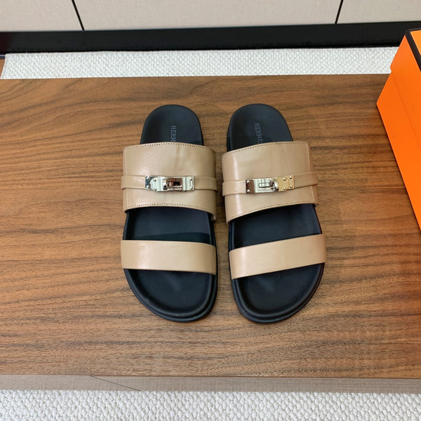 HM Jackson Sandal Beige Black Calfskin 294051