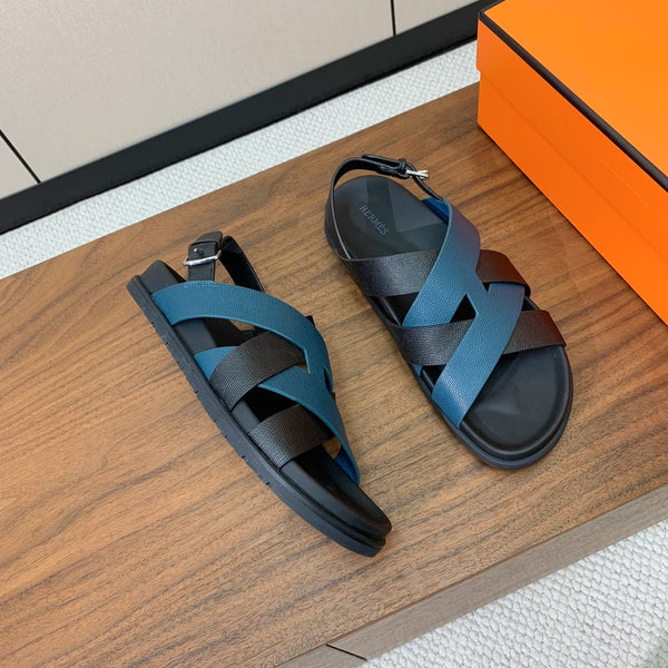 HM Heracles Sandals Lapis Blue Frabic Calfskin 294072