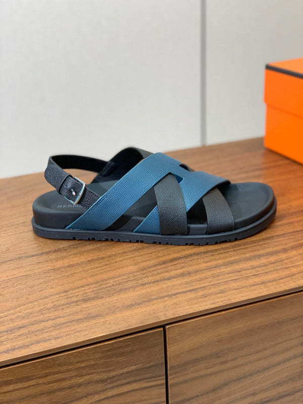 HM Heracles Sandals Lapis Blue Frabic Calfskin 294072