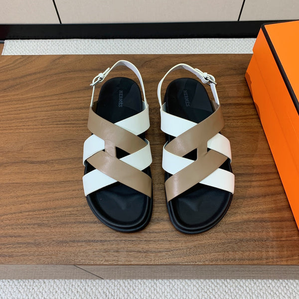 HM Heracles Sandals White Etoupe Calfskin 294079