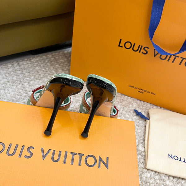 lv neo revival 90 green monogram denim calfskin