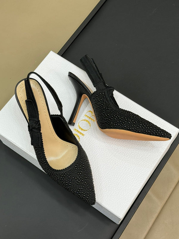 J'Adior Slingback Black Cotton Microbeads