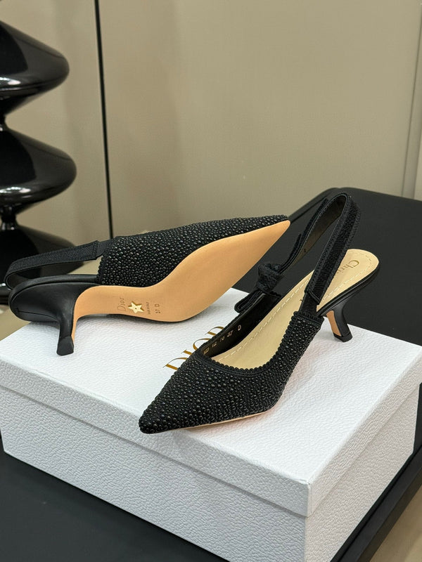 J'Adior Slingback Black Cotton Microbeads