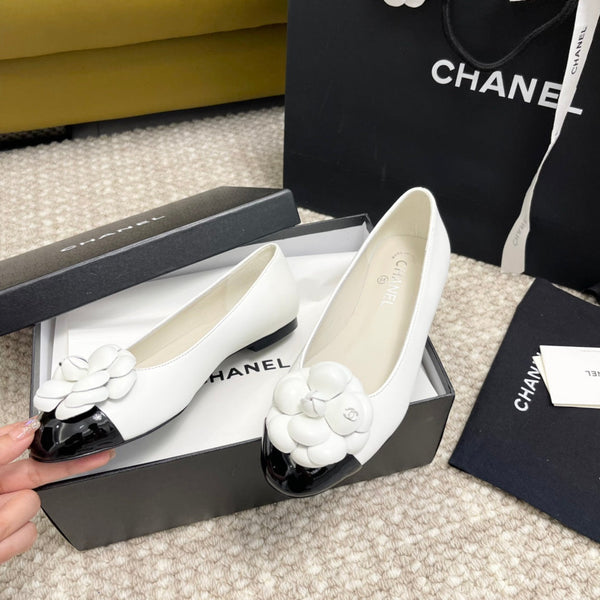 ballerina fiore vitello bianco vitello verniciato nero