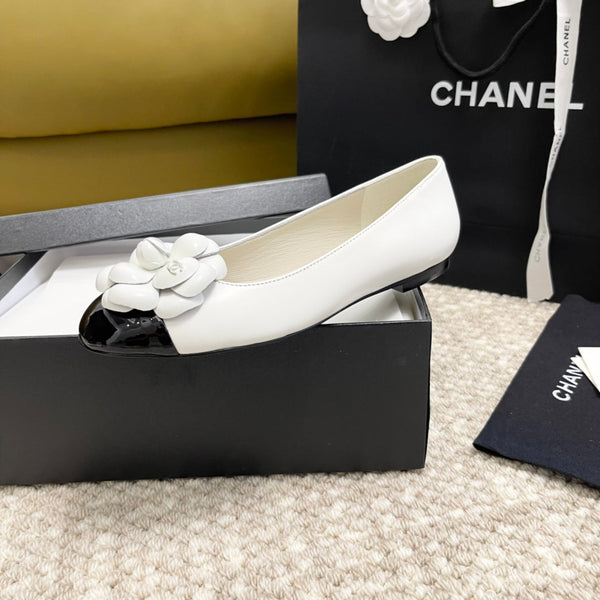 ballerina fiore vitello bianco vitello verniciato nero