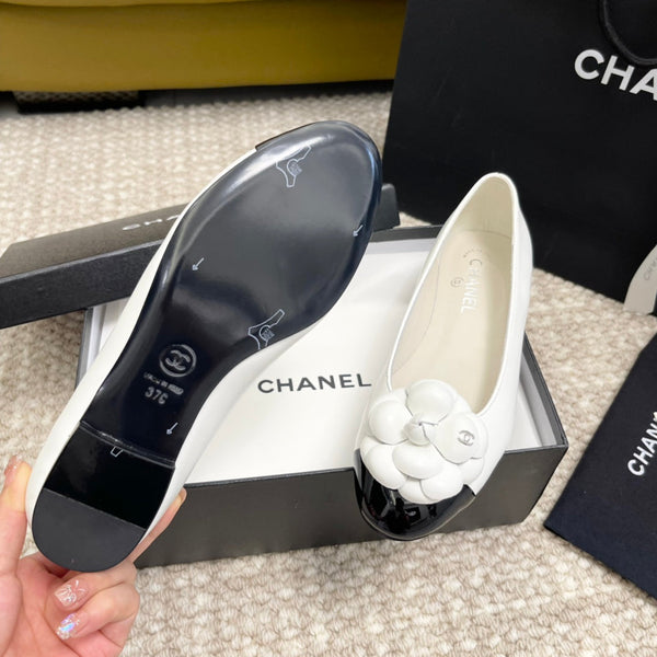 ballerina fiore vitello bianco vitello verniciato nero