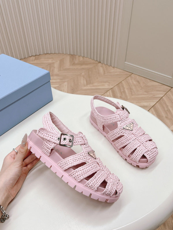 PRA RUBBER FISHERMAN SANDALS LIGHT PINK LAMBSKIN