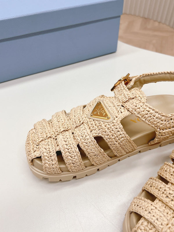 PRA RUBBER FISHERMAN SANDALS BEIGE LAMBSKIN