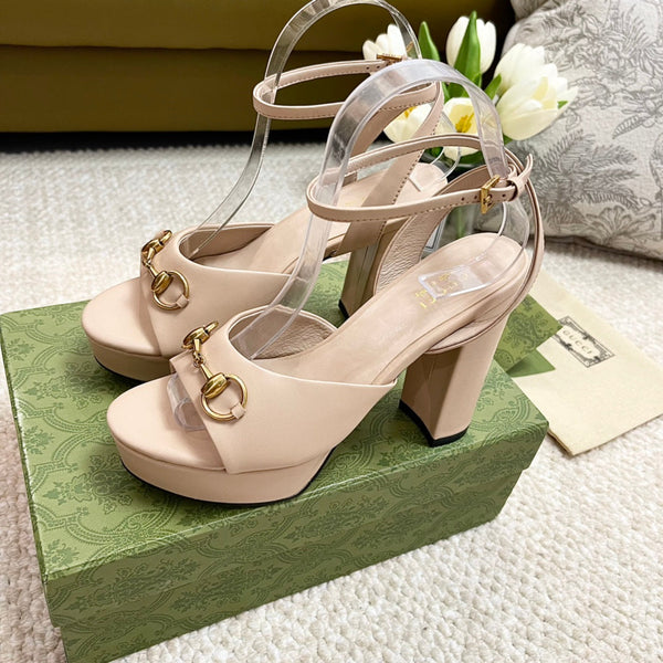 Horsebit 11cm Platform Sandal Cream Calfskin