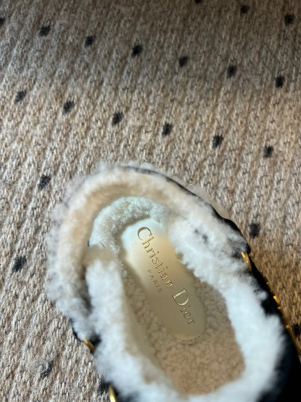 CD Dioract Sandal 40mm Black Suede And Fleece Lining