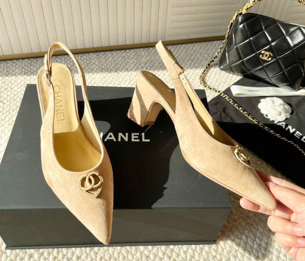 CC Slingback In Beige Suede 151518