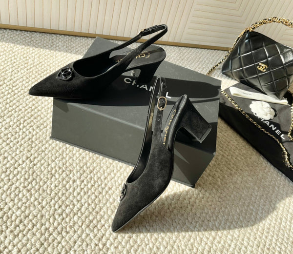 CC Slingback In Black Suede 151522