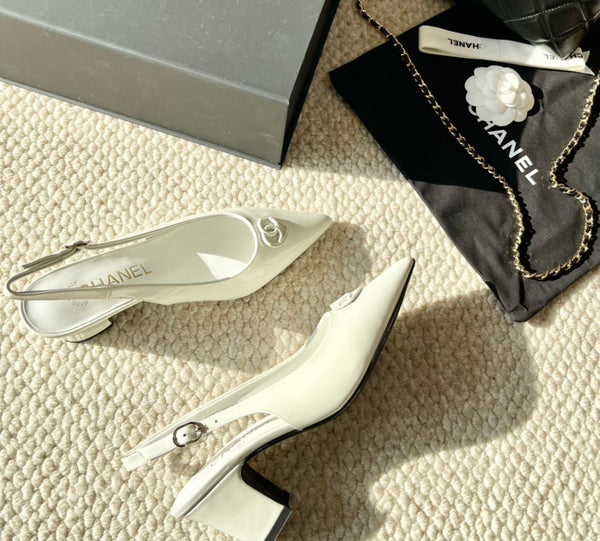 CC Slingback In White Cowhide 151528