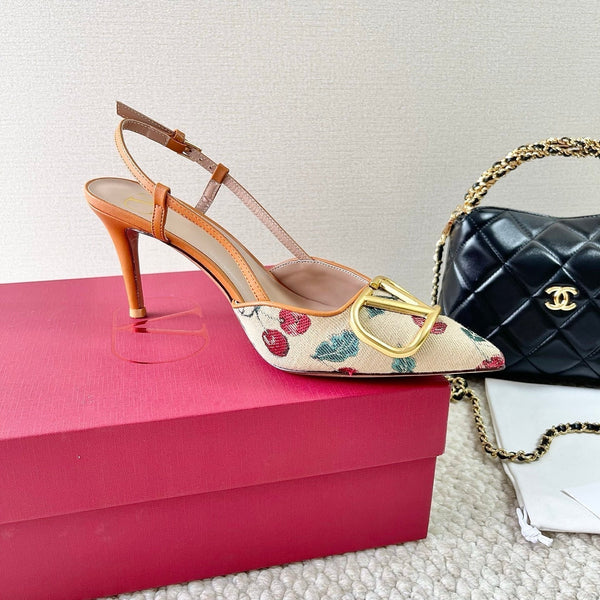 Vlogo Signature Slingback Pumps In Cherryfic Pattern 80mm 310518
