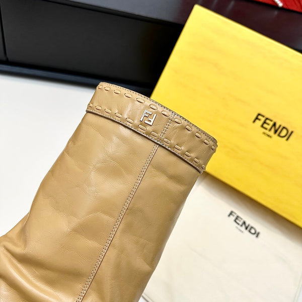 Fendi Ankle Boots Beige Calfskin 472684