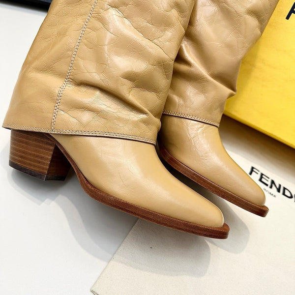 Fendi Ankle Boots Beige Calfskin 472684