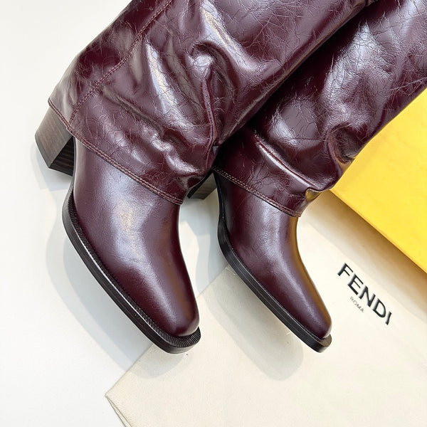 Fendi Ankle Boots Dark Burdundy Calfskin 472687