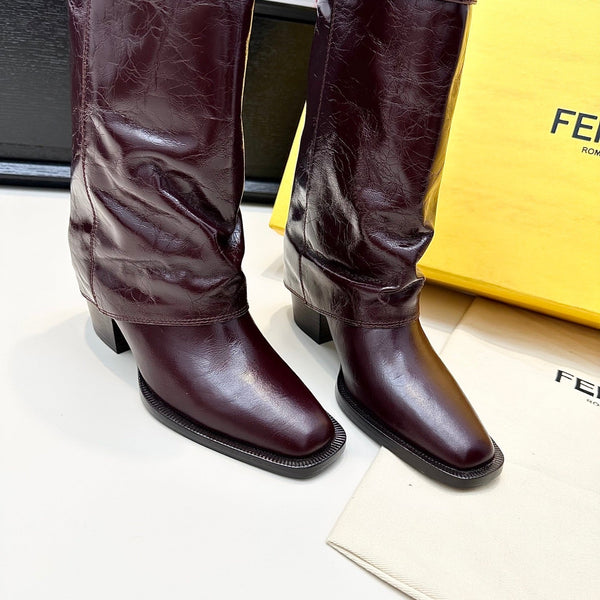Fendi Ankle Boots Dark Burdundy Calfskin 472687