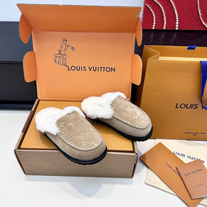 LV Ski Colorado Closed Mule Khahi Suede Wool 542227