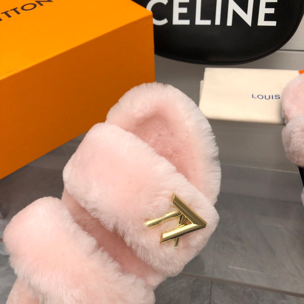 LV Sunset Comfort Flat Mule Pastel Pink Fleece